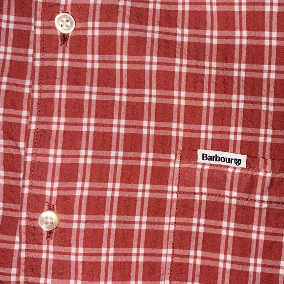 Barbour Men’s Short Sleeve Tristan Summer Shirt in Pink Clay Large - Picture 5 of 14